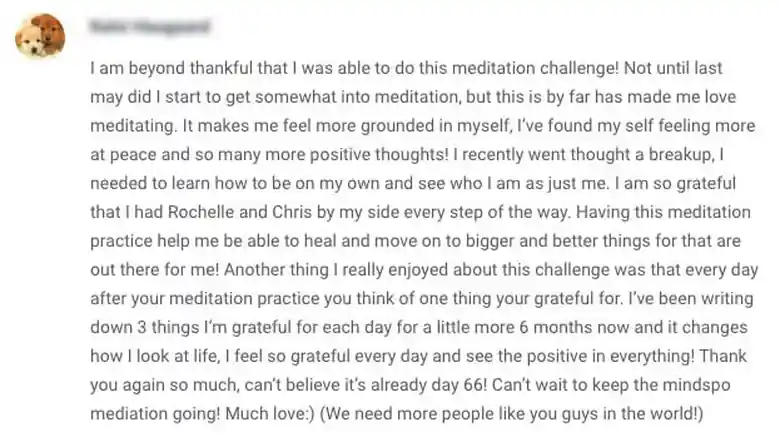 Meditation student review