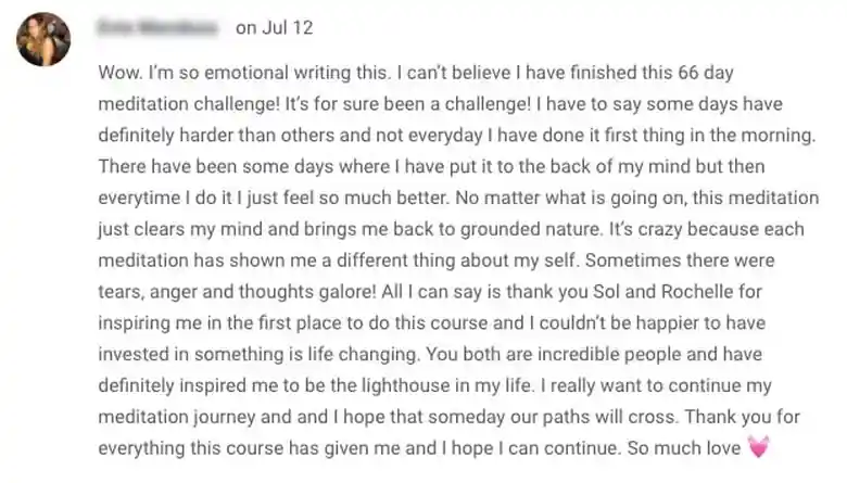 Meditation student review