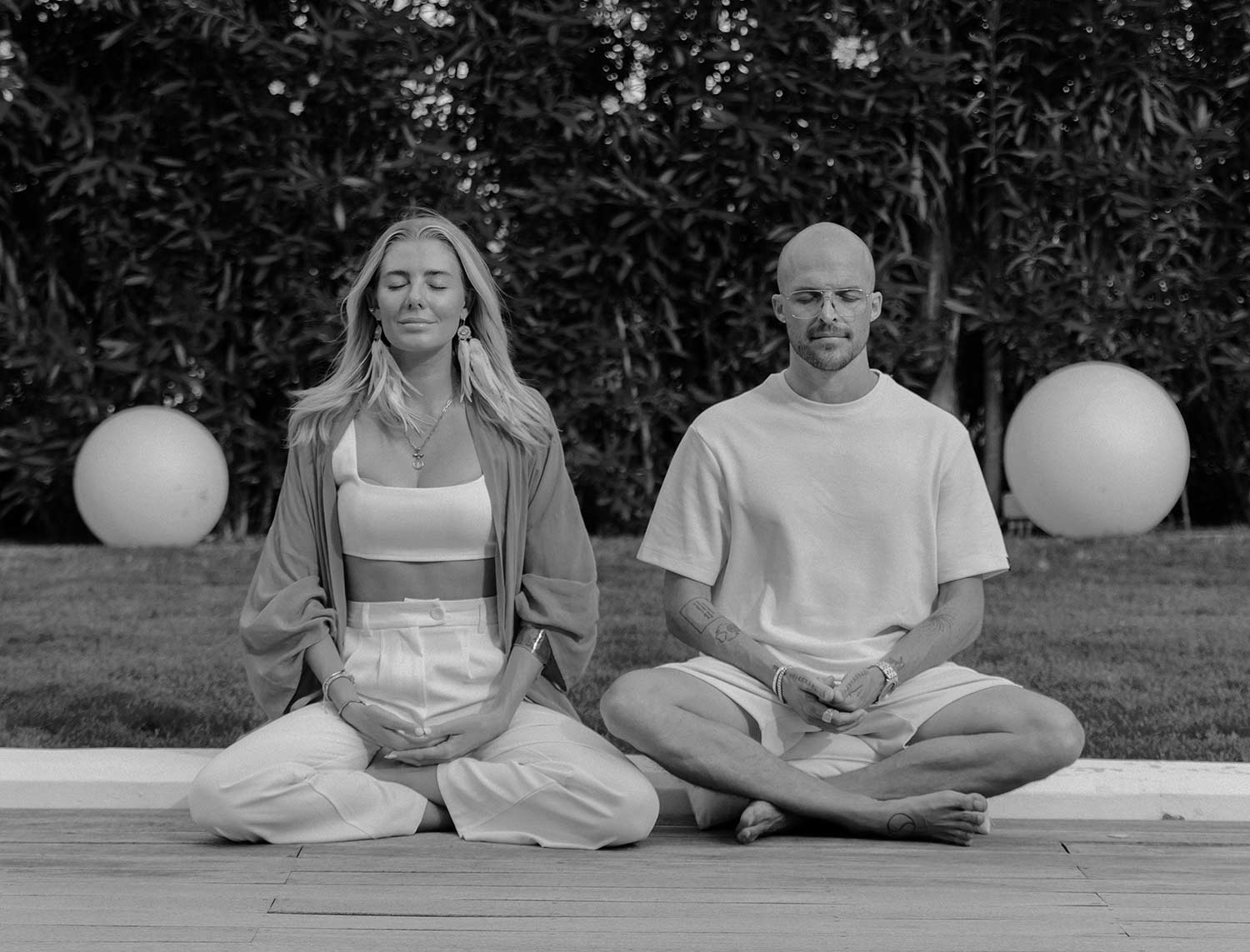 Rochelle and Chris meditating together