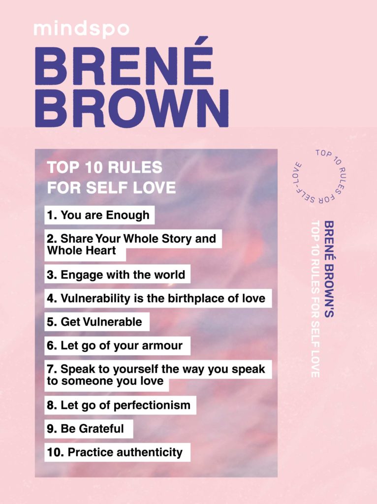 Brené Brown rules for self love, motivation, inspiring video, rules for self love, Mindspo, mindspo self love, self care, self care tips, meditation course, wellness, meditation app, habits, personal development, personal growth, courage and vulnerability, you tube, best of